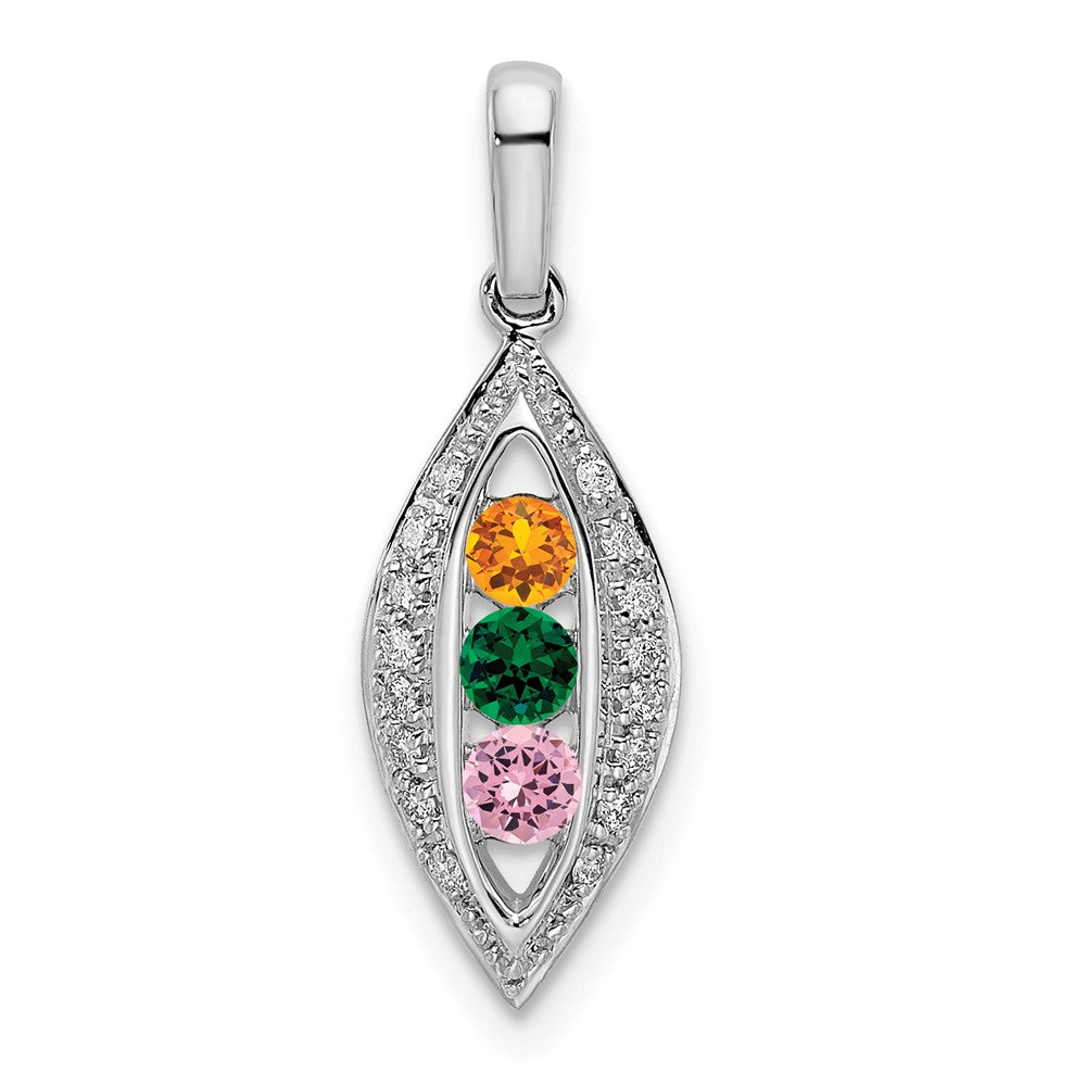 14K White Gold Family Jewelry Diamond Semi-Set Pendant