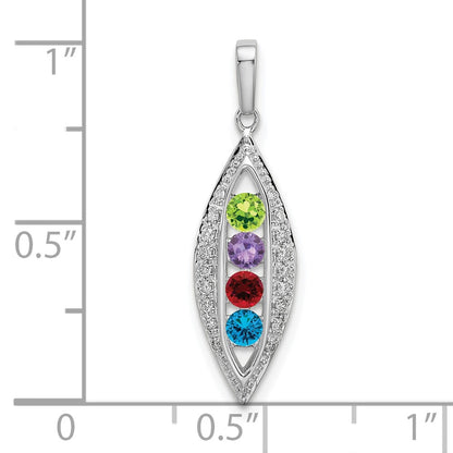 14K White Gold Family Jewelry Diamond Semi-Set Pendant