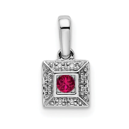 14K White Gold Family Jewelry Diamond Semi-Set Pendant