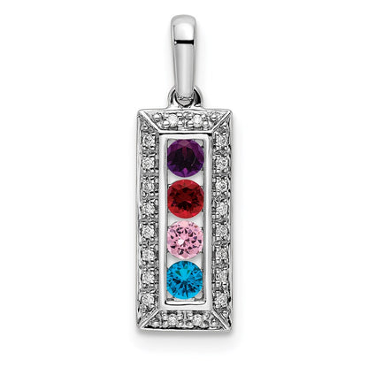 14K White Gold Family Jewelry Diamond Semi-Set Pendant