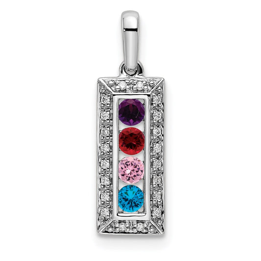 14K White Gold Family Jewelry Diamond Semi-Set Pendant