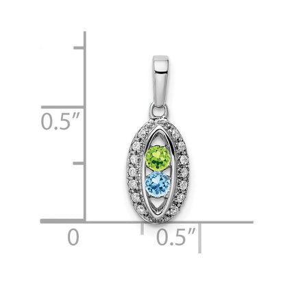 14K White Gold Family Jewelry Diamond Semi-Set Pendant