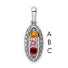 14K White Gold Family Jewelry Diamond Semi-Set Pendant