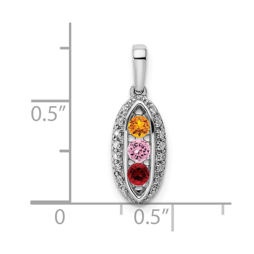 14K White Gold Family Jewelry Diamond Semi-Set Pendant