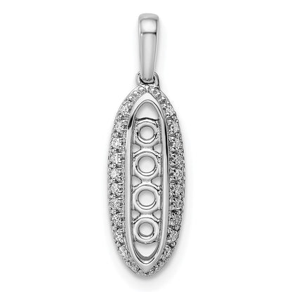 14K White Gold Family Jewelry Diamond Semi-Set Pendant