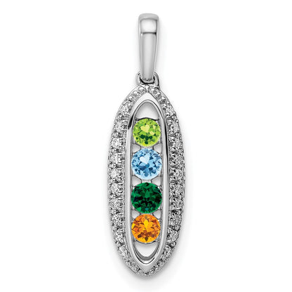 14K White Gold Family Jewelry Diamond Semi-Set Pendant