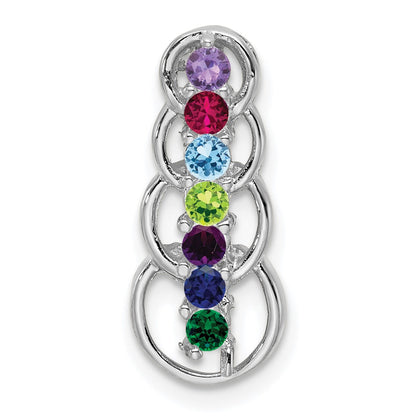 14k White Gold 7 Stone Family Pendant Mounting