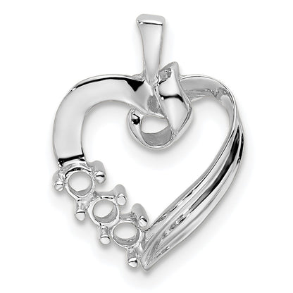 14k White Gold 3 Stone Family Pendant Mounting