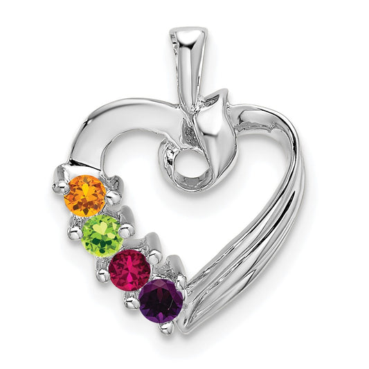14k White Gold 4 Stone Family Pendant Mounting