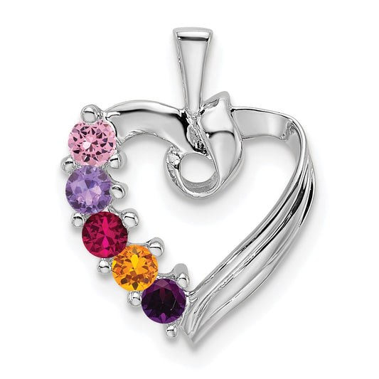 14k White Gold 5 Stone Family Pendant Mounting