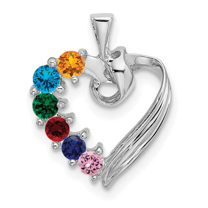 14k White Gold 6 Stone Family Pendant Mounting