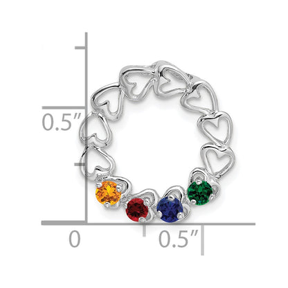 14k White Gold 4 Stone Family Pendant Mounting