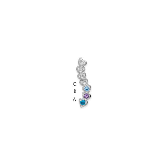 14k White Gold 3 Stone Family Pendant Mounting