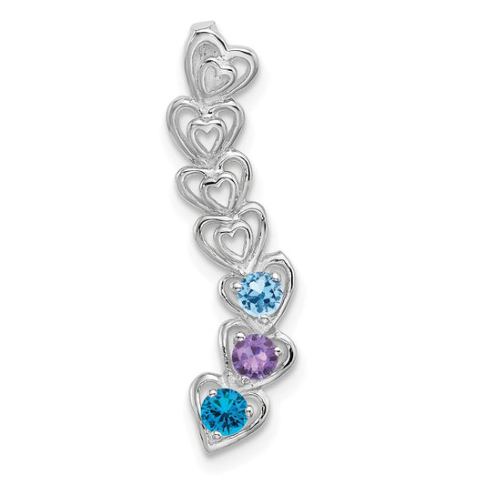 14k White Gold 3 Stone Family Pendant Mounting