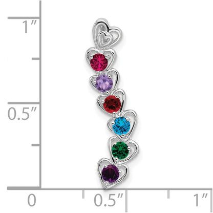 14k White Gold 6 Stone Family Pendant Mounting