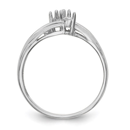 14k White Gold Polished 2-Stone Mothers Ring Mounting