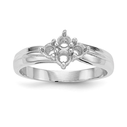 14k White Gold Polished 4-Stone Mothers Ring Mounting