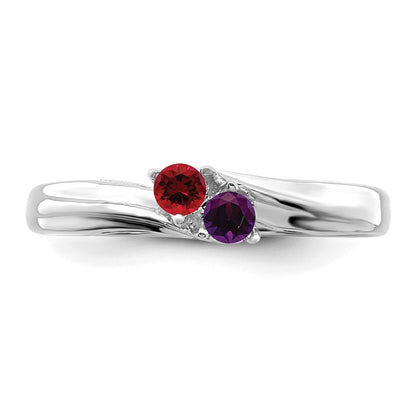 14k White Gold Polished 2-Stone Mothers Ring Mounting