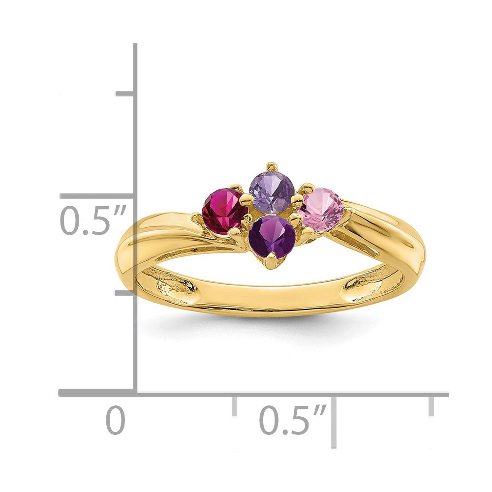 14k Polished 4-Stone Mothers Ring Mounting