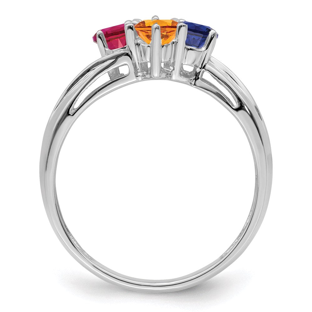 14k White Gold Polished 4-Stone Mothers Ring Mounting