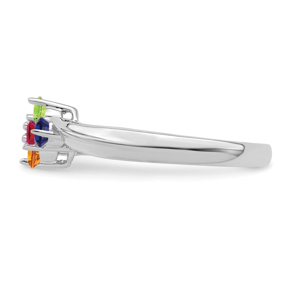 14k White Gold Polished 4-Stone Mothers Ring Mounting