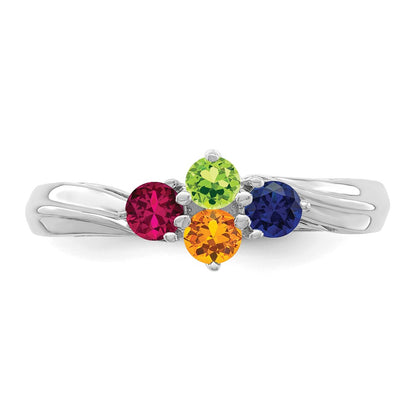 14k White Gold Polished 4-Stone Mothers Ring Mounting