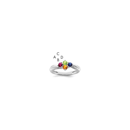 Sterling Silver Rhodium-plated Family Jewelry Mounting