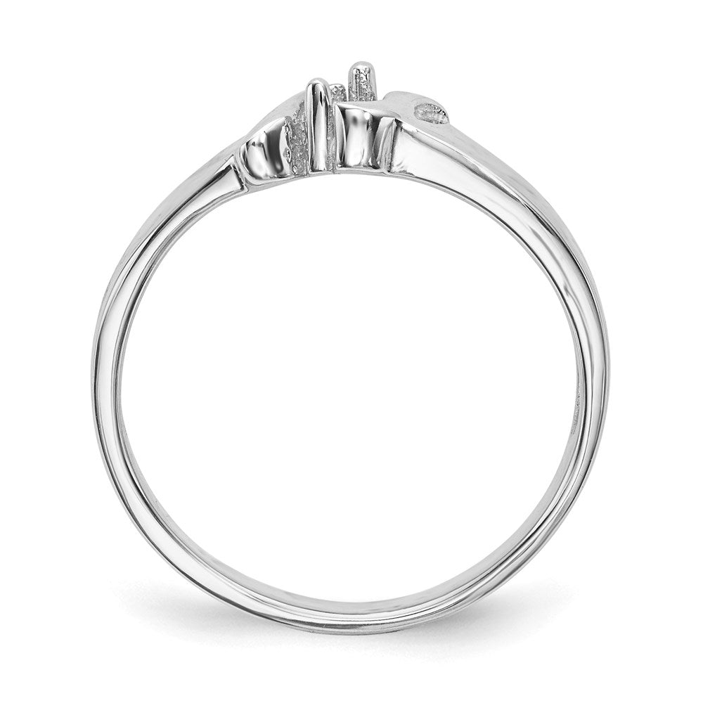 14k White Gold Polished 1-Stone Mothers Ring Mounting
