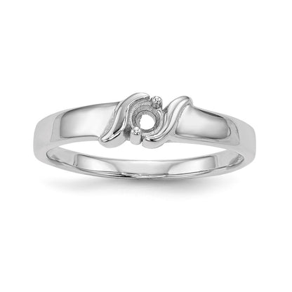 14k White Gold Polished 1-Stone Mothers Ring Mounting