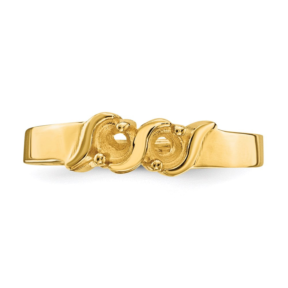 14k Polished 2-Stone Mothers Ring Mounting
