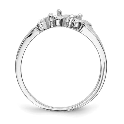 14k White Gold Polished 2-Stone Mothers Ring Mounting