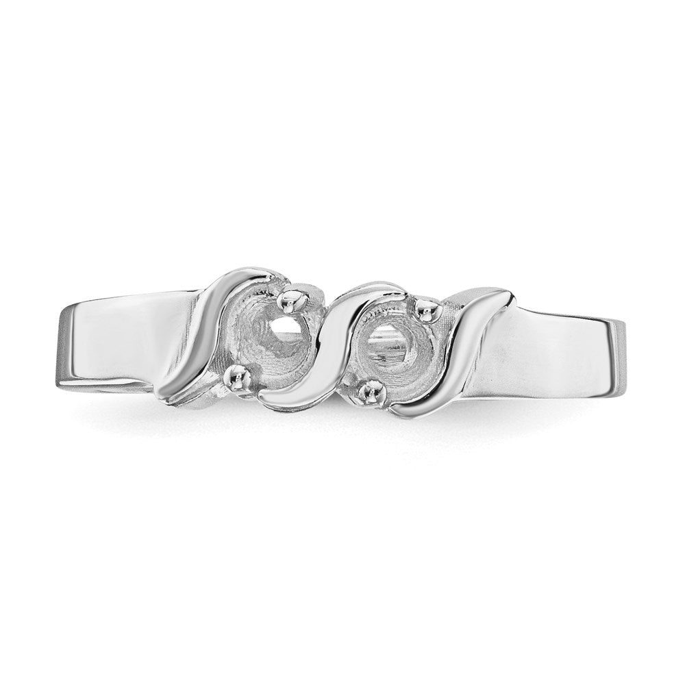 14k White Gold Polished 2-Stone Mothers Ring Mounting