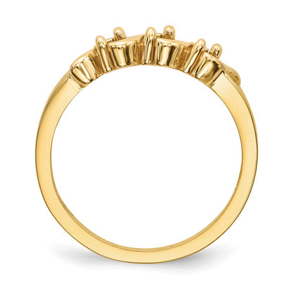14k Polished 3-Stone Mothers Ring Mounting