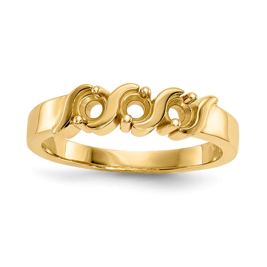 10ky Polished 3-Stone Mothers Ring Mounting