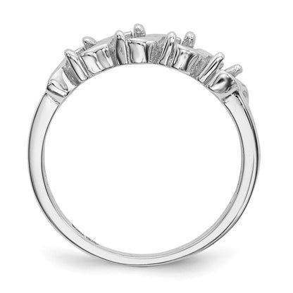 14k White Gold Polished 4-Stone Mothers Ring Mounting