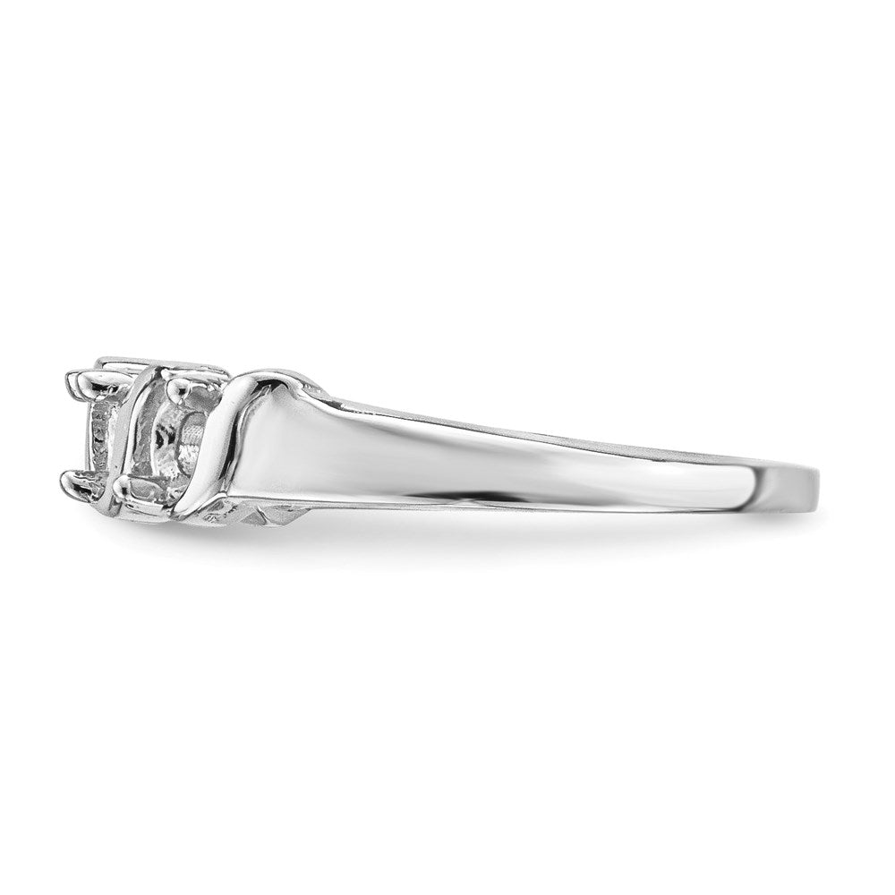 14k White Gold Polished 4-Stone Mothers Ring Mounting