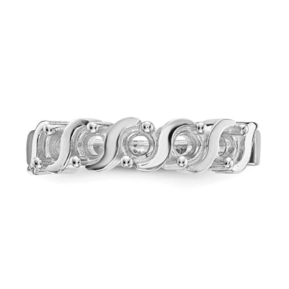 14k White Gold Polished 5-Stone Mothers Ring Mounting