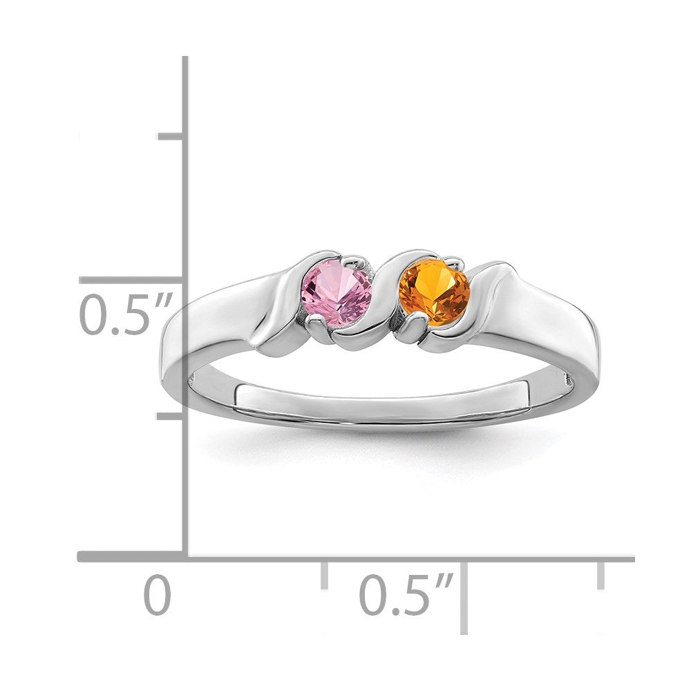 14k White Gold Polished 2-Stone Mothers Ring Mounting