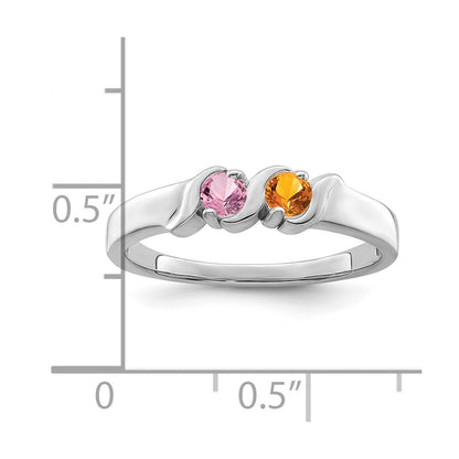 14k White Gold Polished 2-Stone Mothers Ring Mounting
