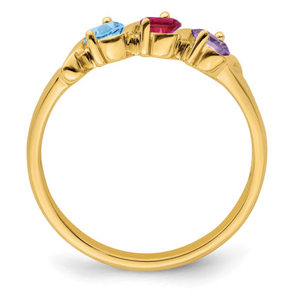 14k Polished 3-Stone Mothers Ring Mounting