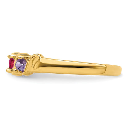 14k Polished 3-Stone Mothers Ring Mounting
