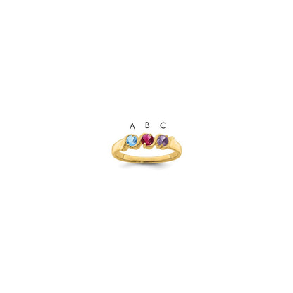 14k Polished 3-Stone Mothers Ring Mounting