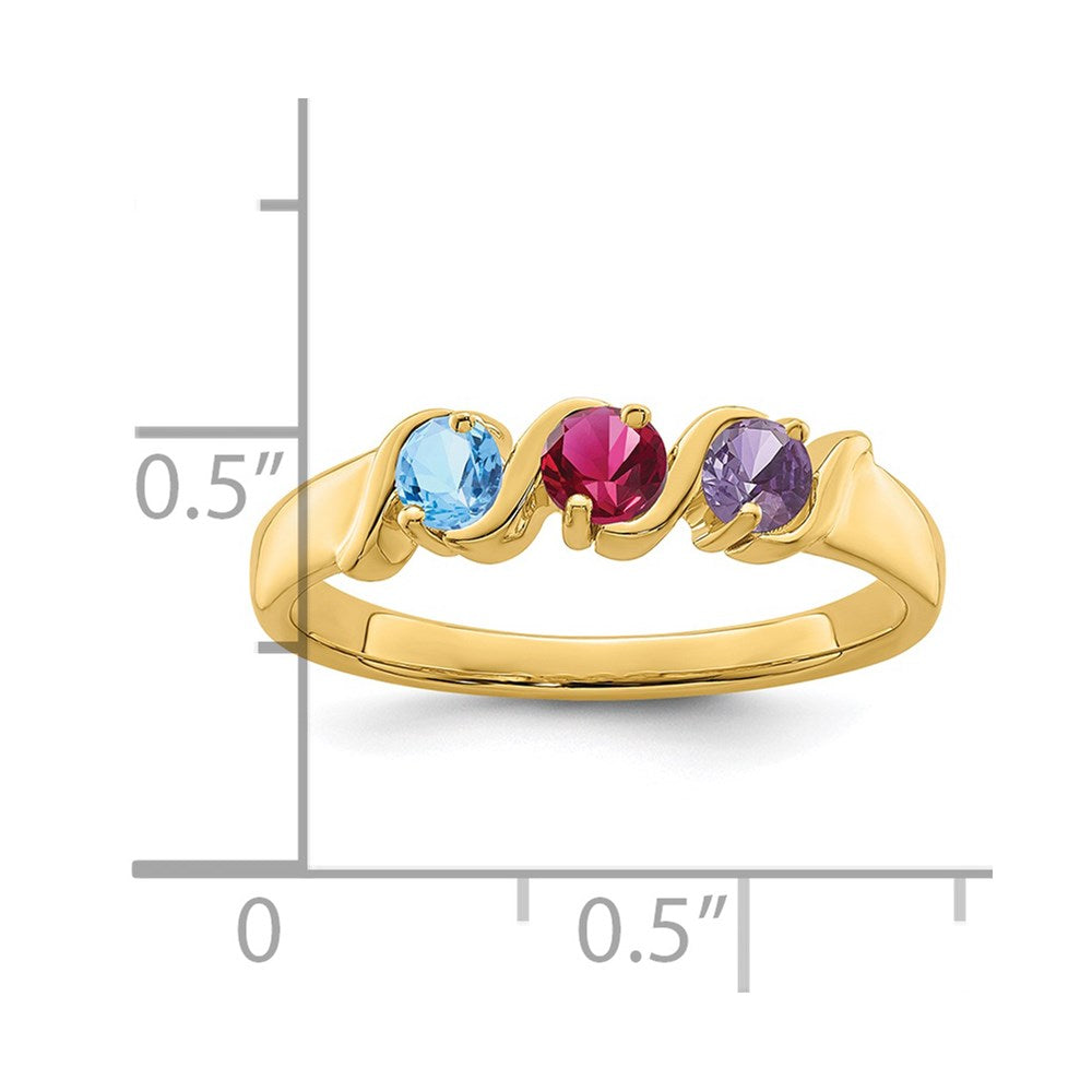 14k Polished 3-Stone Mothers Ring Mounting