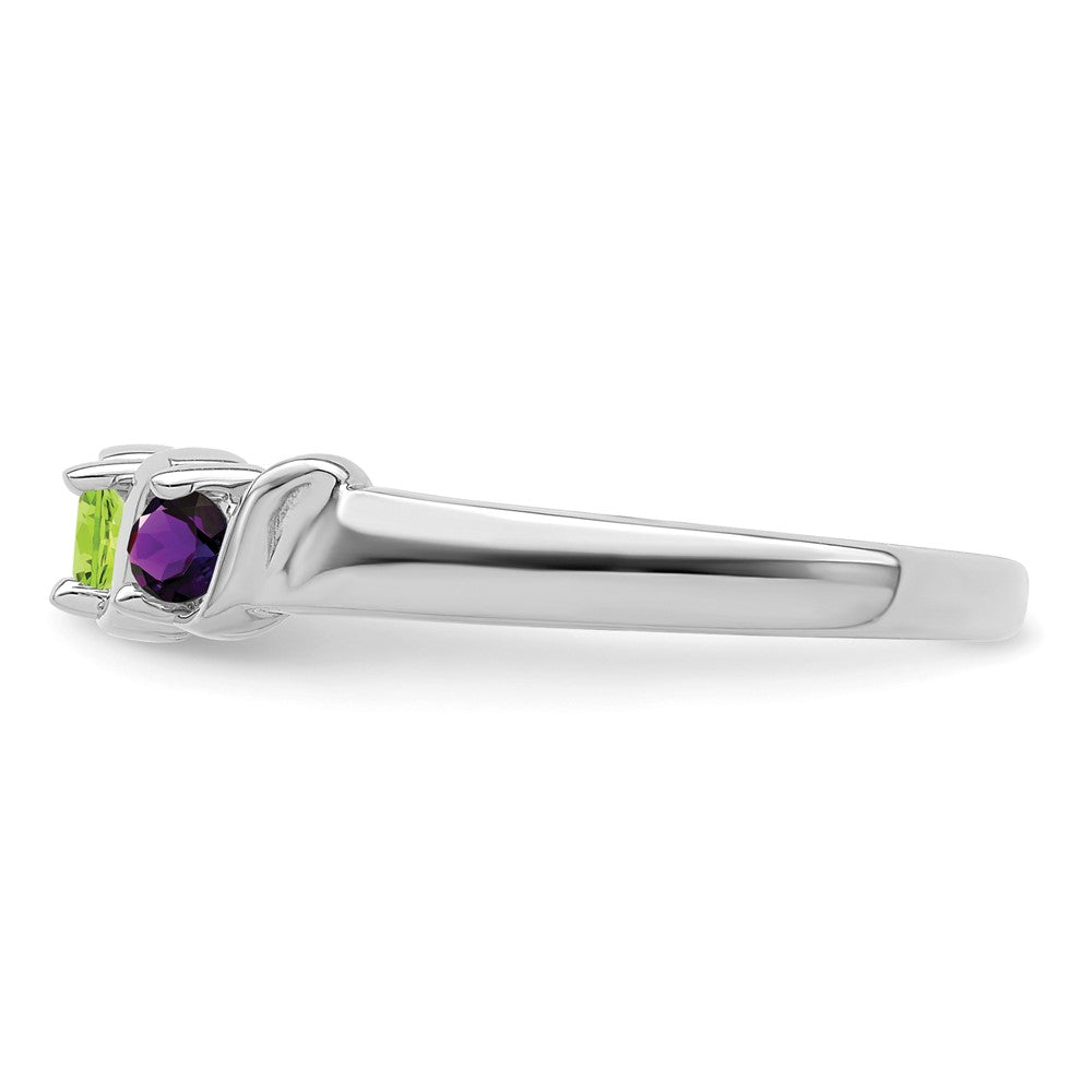 14k White Gold Polished 3-Stone Mothers Ring Mounting
