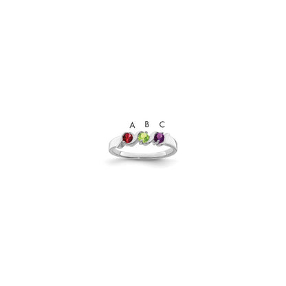 14k White Gold Polished 3-Stone Mothers Ring Mounting