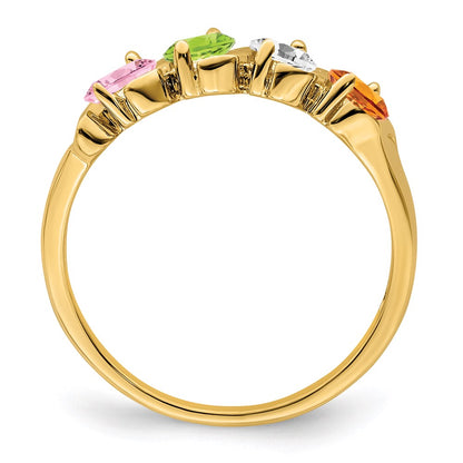 14k Polished 4-Stone Mothers Ring Mounting
