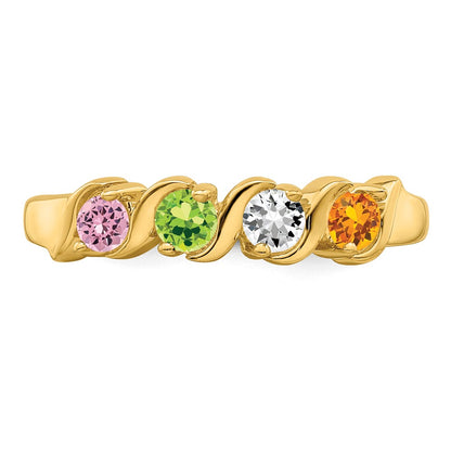 14k Polished 4-Stone Mothers Ring Mounting