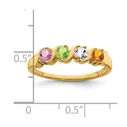 14k Polished 4-Stone Mothers Ring Mounting