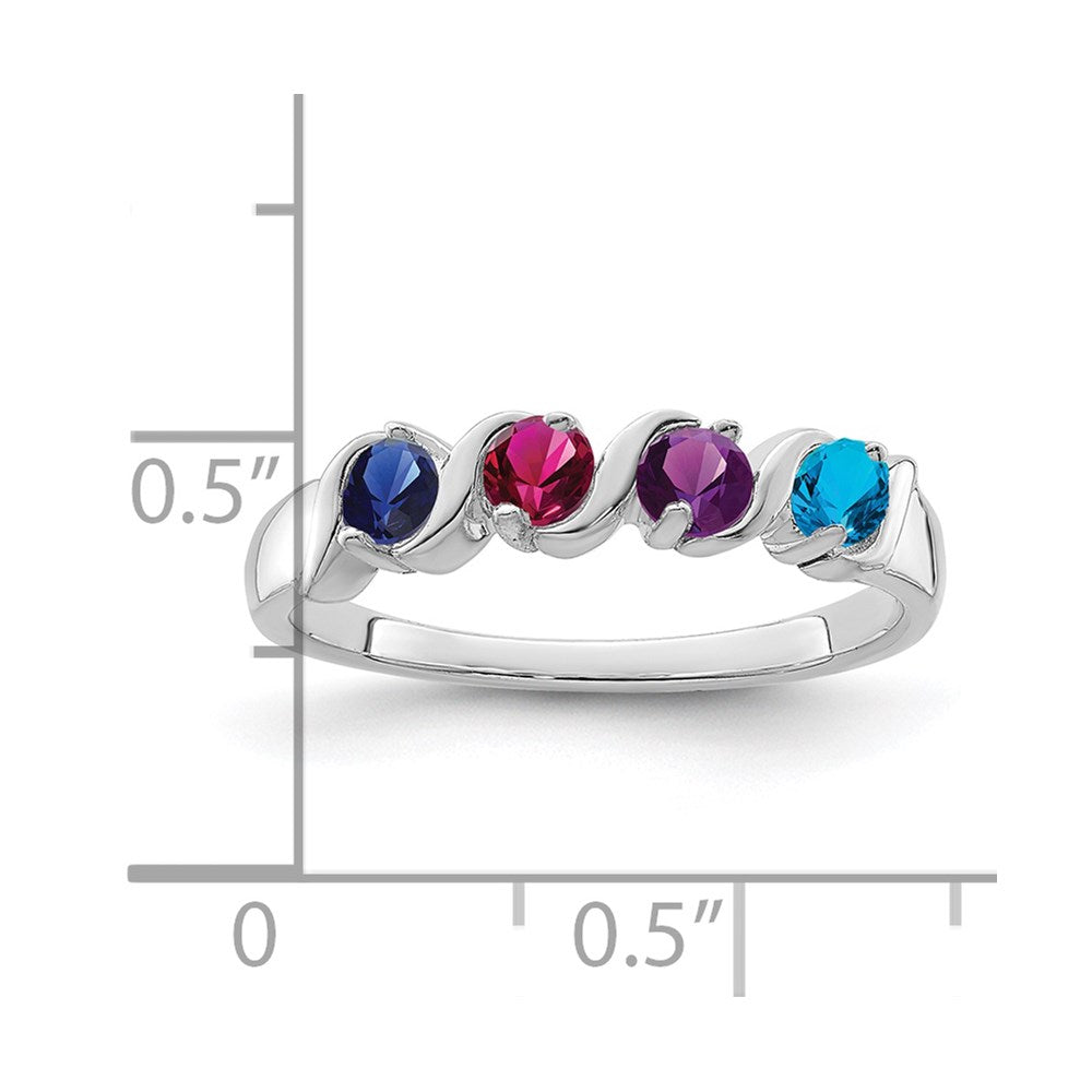14k White Gold Polished 4-Stone Mothers Ring Mounting