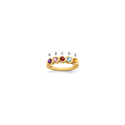 14k Polished 5-Stone Mothers Ring Mounting